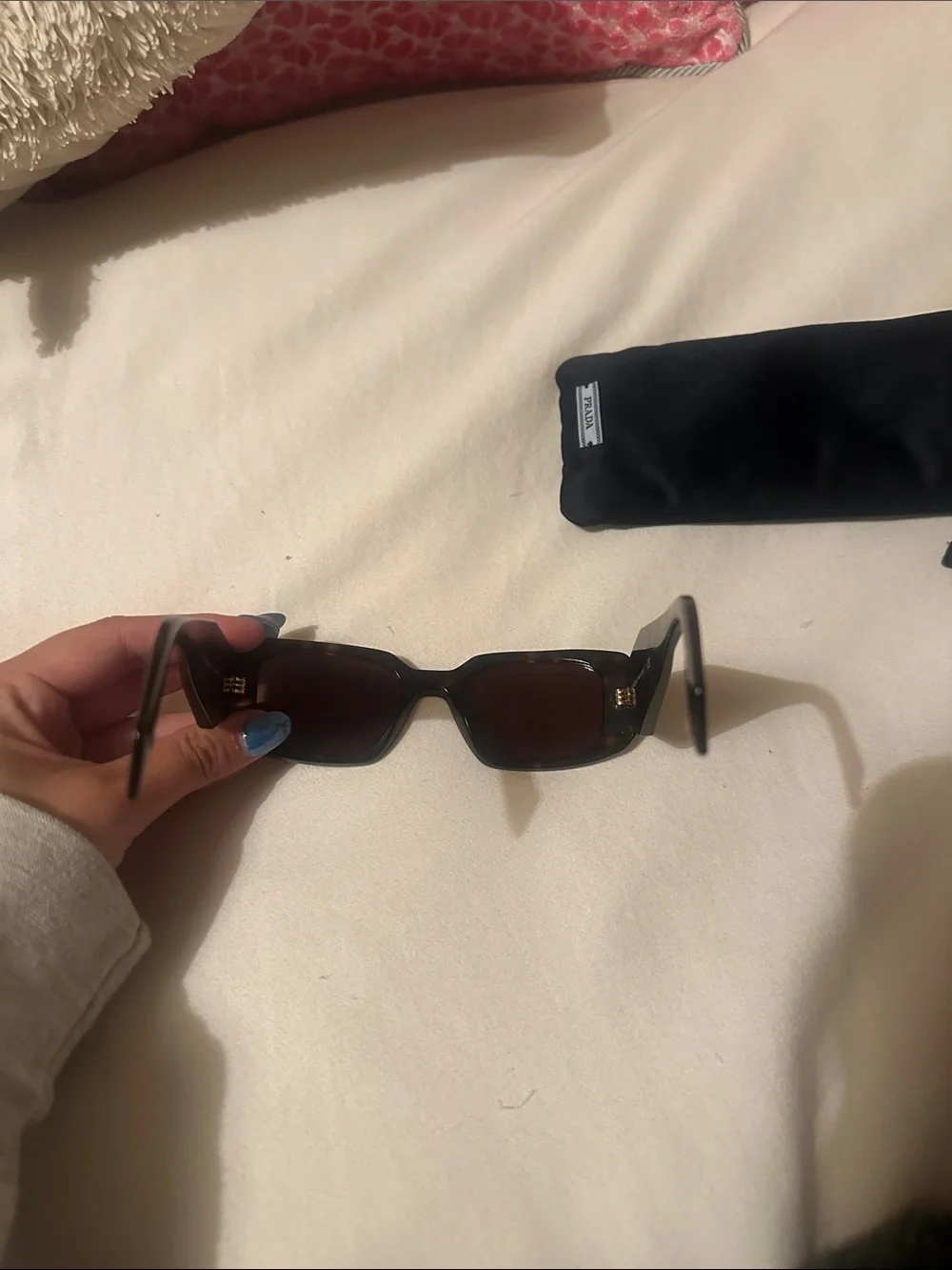Prada Brown Tortoise Rectangular Sunglasses with Pouch